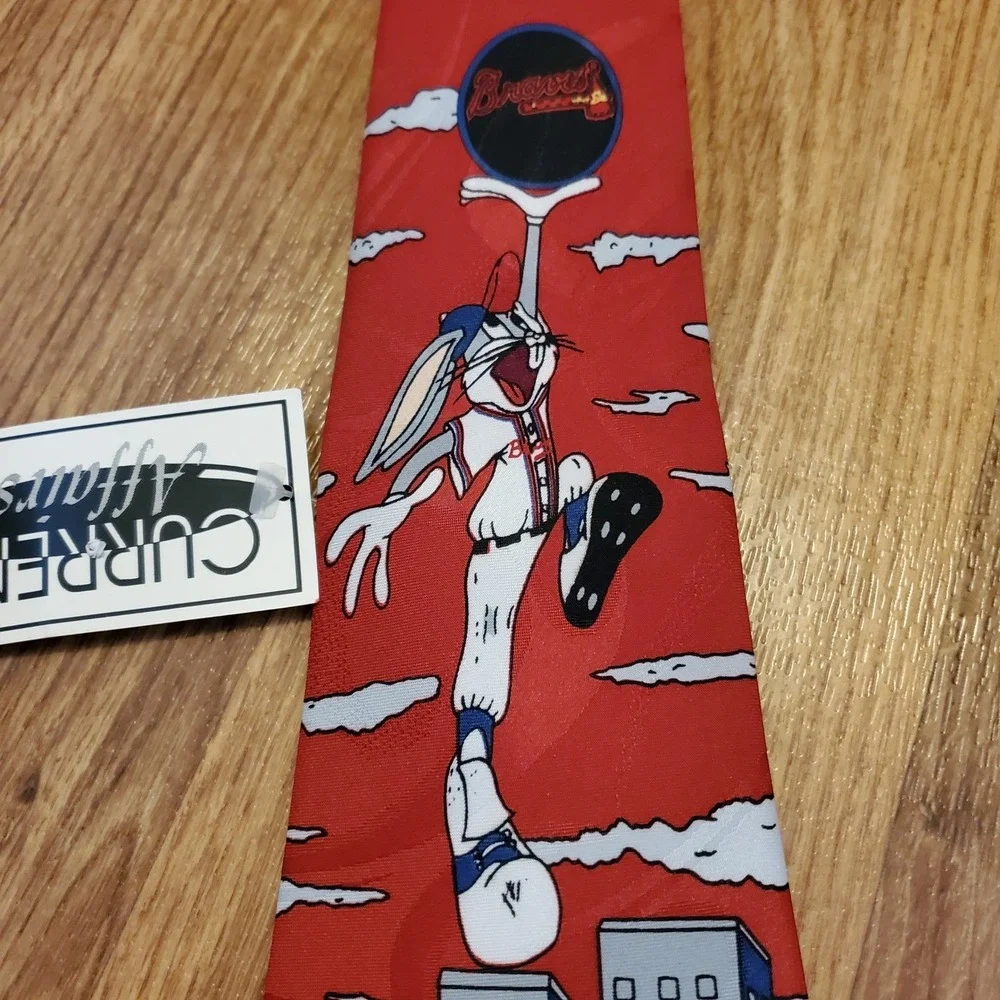 Vintage Atlanta Braves Tie‎ Red Bugs Bunny Baseball MLB Genuine Merchandise 1994